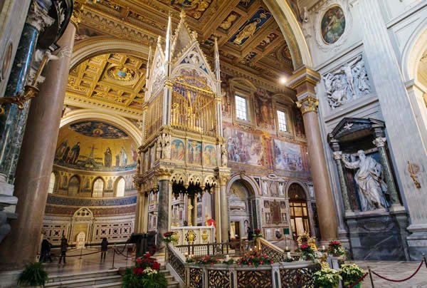 Main Altar at St John Lateran where relics of St. Peter and St. Paul are kept